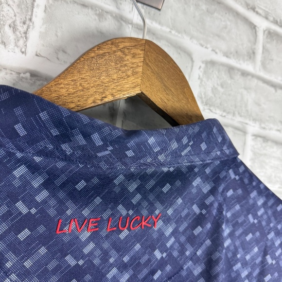 Black Clover Golf Navy Blue Geometric Print Performance Golf Polo Mens 2XL - Picture 6 of 9